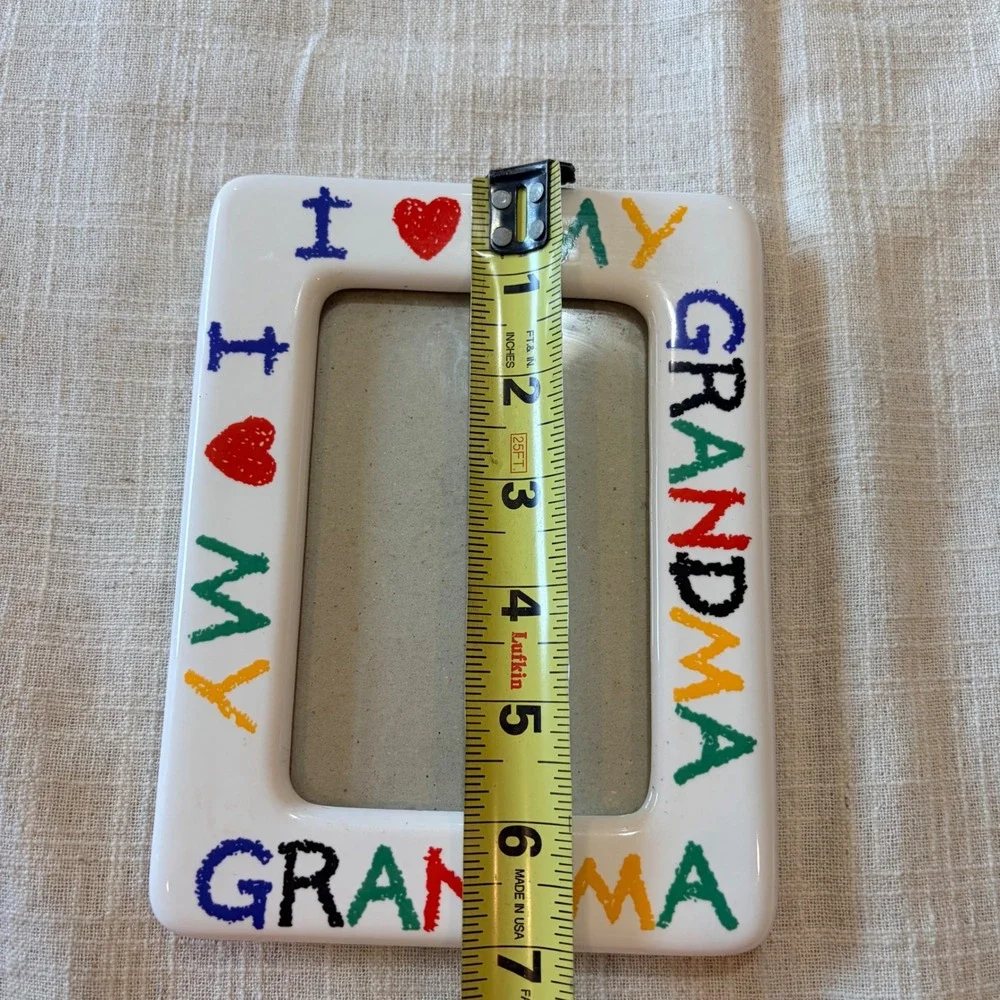 Decorel I Love My Grandma Ceramic Picture Frame White Kidcore Crayon 3.5x5